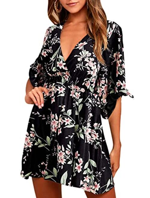 Meenew Women's Summer Beach Vacation Casual A Line Skater Dress Swim Cover Ups