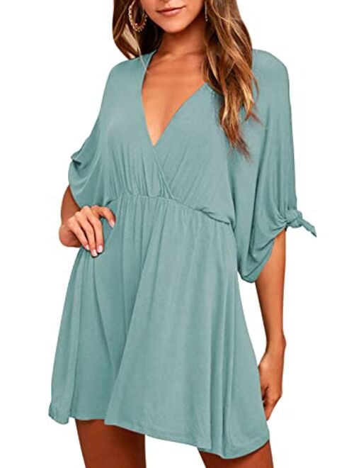 Meenew Women's Summer Beach Vacation Casual A Line Skater Dress Swim Cover Ups