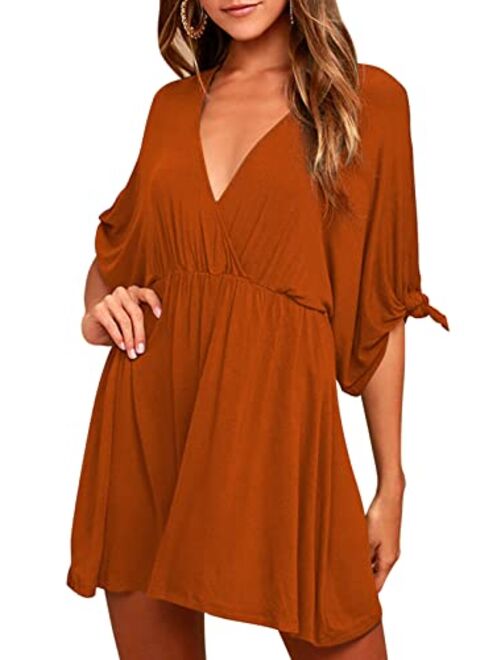 Meenew Women's Summer Beach Vacation Casual A Line Skater Dress Swim Cover Ups