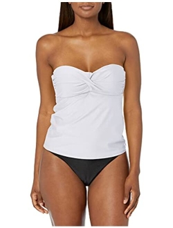 Women's Plus-Size Twist Front Bandeau Tankini Swimsuit