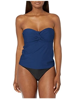 Women's Plus-Size Twist Front Bandeau Tankini Swimsuit