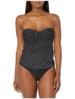 Women's Plus-Size Twist Front Bandeau Tankini Swimsuit