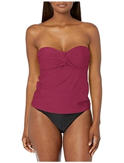 Women's Plus-Size Twist Front Bandeau Tankini Swimsuit