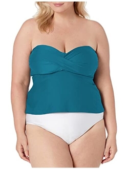 Women's Plus-Size Twist Front Bandeau Tankini Swimsuit