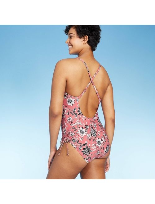 Women's V-Neckline One Piece Swimsuit - Kona Sol&#153; Pink Floral