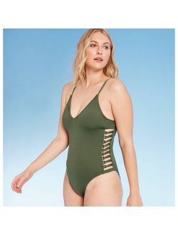 Women's Strappy Side One Piece Swimsuit - Shade & Shore Palm Green