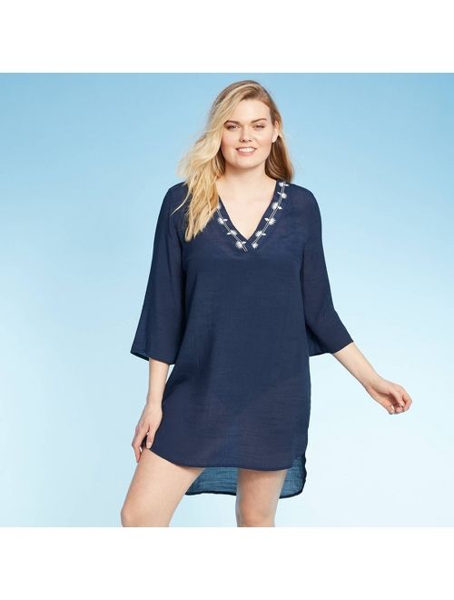 Women's Embroidered Trim Cover Up Dress - Kona Sol