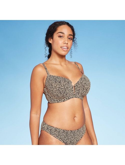 Women's Light Lift V-Wire Ribbed Bikini Top - Shade & Shore Animal Print