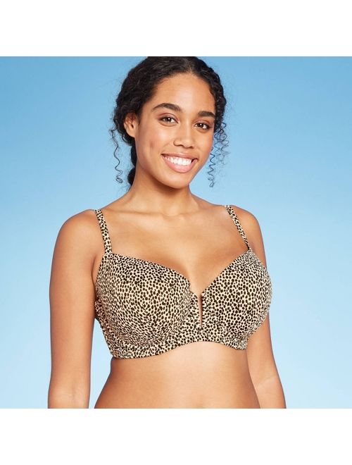 Women's Light Lift V-Wire Ribbed Bikini Top - Shade & Shore Animal Print