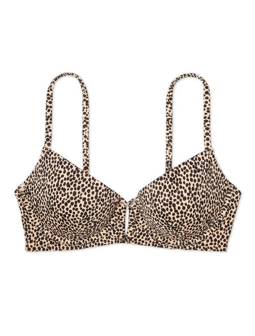 Women's Light Lift V-Wire Ribbed Bikini Top - Shade & Shore Animal Print