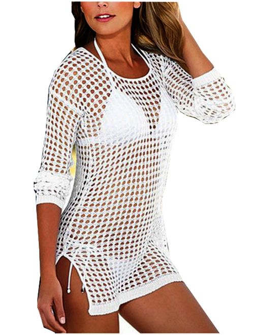 Wander Agio Beach Tops Sexy Perspective Cover Dresses Bikini Cover-ups Net Coverups