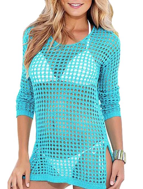 Wander Agio Beach Tops Sexy Perspective Cover Dresses Bikini Cover-ups Net Coverups