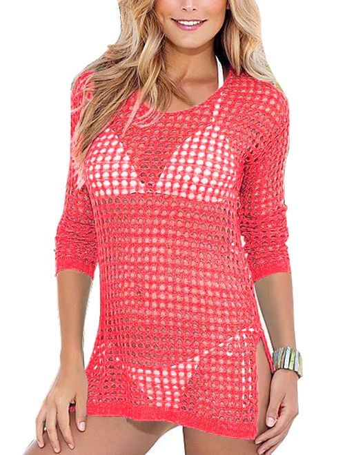 Wander Agio Beach Tops Sexy Perspective Cover Dresses Bikini Cover-ups Net Coverups