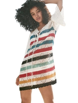 NFASHIONSO Women's Fashion Swimwear Crochet Tunic Cover Up/Beach Dress