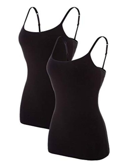 BeautyIn Women's Cotton Camisole with Shelf Bra Adjustable Spaghetti Strap Tank Top Cami Tanks