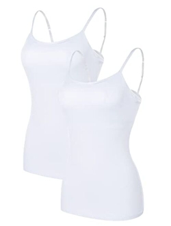 BeautyIn Women's Cotton Camisole with Shelf Bra Adjustable Spaghetti Strap Tank Top Cami Tanks