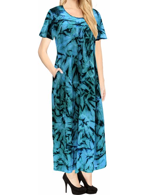 LA LEELA Women's Beach Dress Prom Party Cocktail Dress for Women Hand Tie Dye A