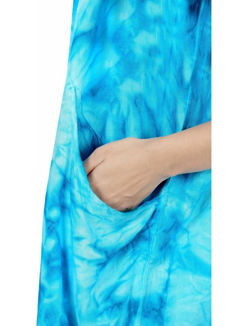 LA LEELA Women's Beach Dress Prom Party Cocktail Dress for Women Hand Tie Dye A