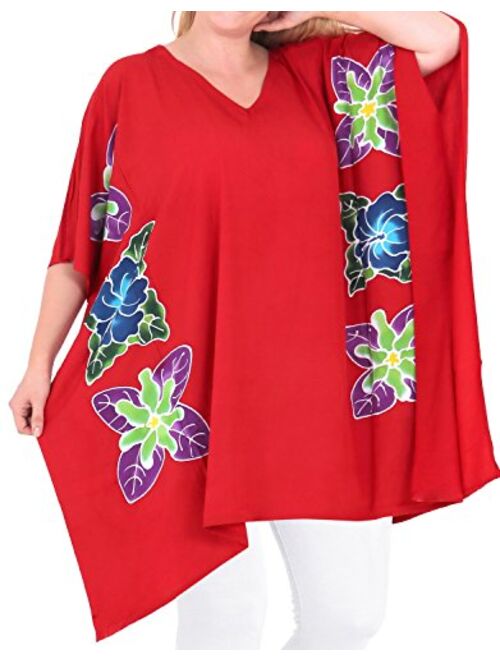 LA LEELA Women's Midi Kaftan Dress Caftan Cover Up Sleepwear Tops Drawstring