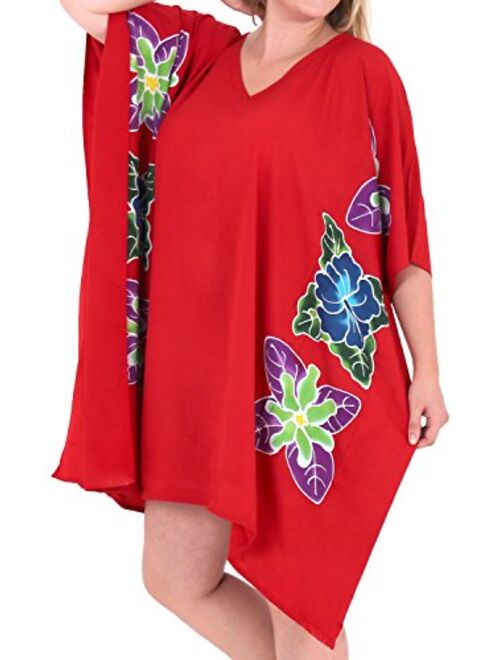 LA LEELA Women's Midi Kaftan Dress Caftan Cover Up Sleepwear Tops Drawstring