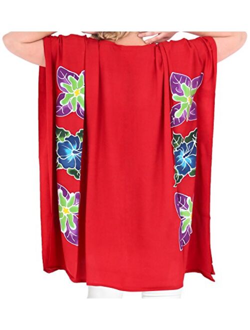 LA LEELA Women's Midi Kaftan Dress Caftan Cover Up Sleepwear Tops Drawstring