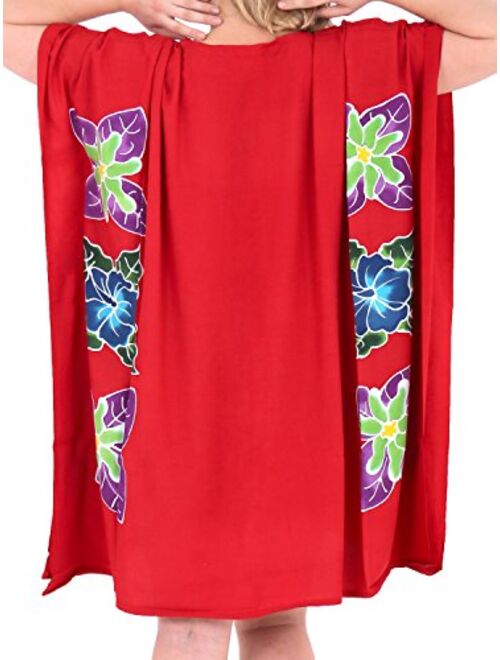 LA LEELA Women's Midi Kaftan Dress Caftan Cover Up Sleepwear Tops Drawstring