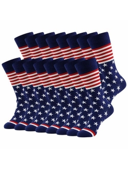 American Flag Fun Dress Socks for Men,Bonangel Cotton Novelty Crew Socks,Groomsmen Gift Socks 2/4/6 Pairs