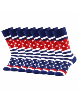 American Flag Fun Dress Socks for Men,Bonangel Cotton Novelty Crew Socks,Groomsmen Gift Socks 2/4/6 Pairs