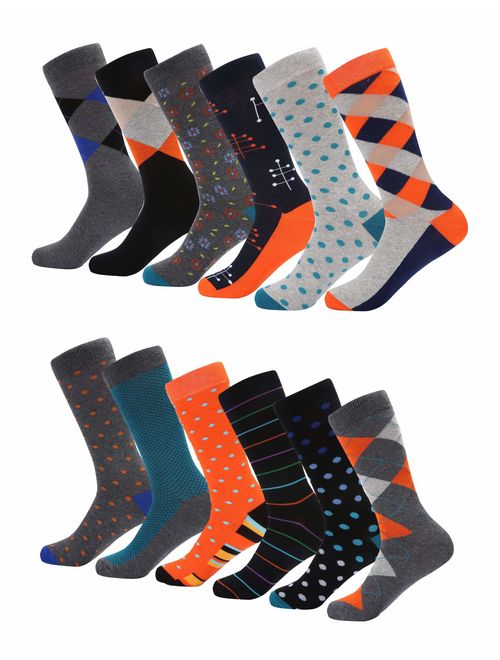 Mio Marino Men's Dress Socks - Colorful Funky Socks for Men - 12 Pack