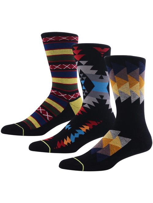 Men's Novelty Socks, MEIKAN Digital Printing Funky Patterned Crew Socks 3, 4, 5, 6 Pairs