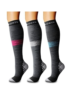 CHARMKING Compression Socks for Women & Men (3 Pairs) 15-20 mmHg is Best Athletic, Running, Flight, Travel, Nurses,Edema