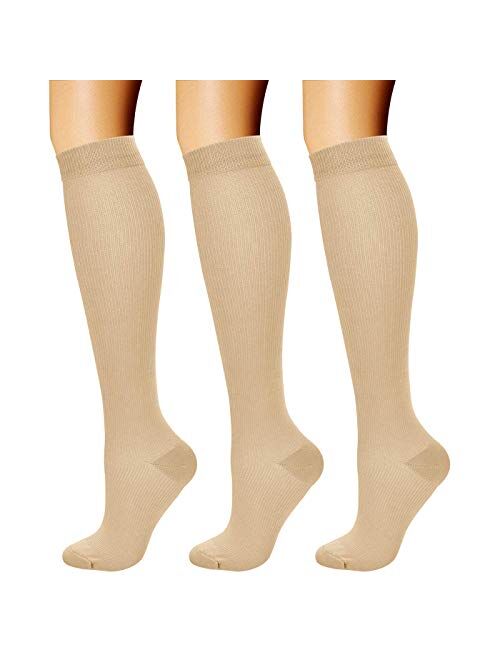 CHARMKING Compression Socks for Women & Men (3 Pairs) 15-20 mmHg is Best Athletic, Running, Flight, Travel, Nurses,Edema