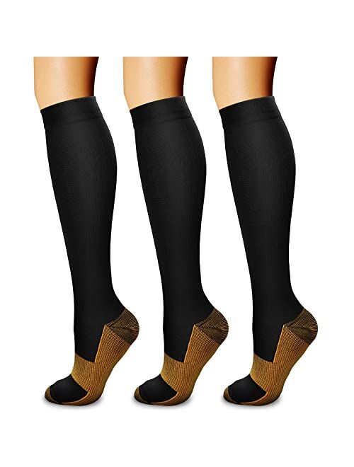 CHARMKING Compression Socks for Women & Men (3 Pairs) 15-20 mmHg is Best Athletic, Running, Flight, Travel, Nurses,Edema