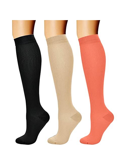 CHARMKING Compression Socks for Women & Men (3 Pairs) 15-20 mmHg is Best Athletic, Running, Flight, Travel, Nurses,Edema