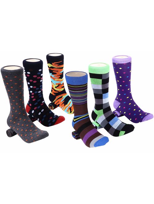 Marino Mens Dress Socks - Fun Colorful Socks for Men - Cotton Funky Socks - 6 Pack