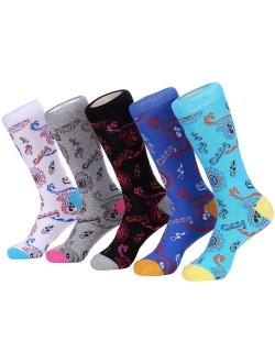 Marino Mens Patterned Dress Socks, Colorful Fun Socks, Fashion Cotton Socks - 5 Pack