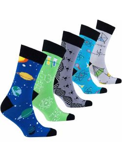 Socks n Socks-Mens 5pair Luxury Colorful Cotton Fun Novelty Dress Socks Gift Box