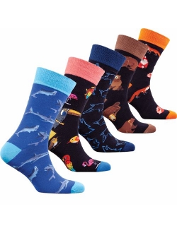 Socks n Socks-Mens 5pair Luxury Colorful Cotton Fun Novelty Dress Socks Gift Box