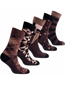 Socks n Socks-Mens 5pair Luxury Colorful Cotton Fun Novelty Dress Socks Gift Box