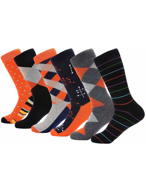 Mio Marino Men's Dress Socks - Colorful Funky Socks for Men - 6 Pack