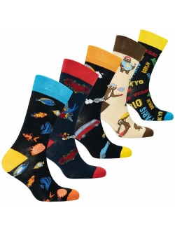 Socks n Socks-Mens 5pair Luxury Colorful Cotton Fun Novelty Dress Socks Gift Box