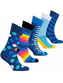 Socks n Socks-Mens 5pair Luxury Colorful Cotton Fun Novelty Dress Socks Gift Box