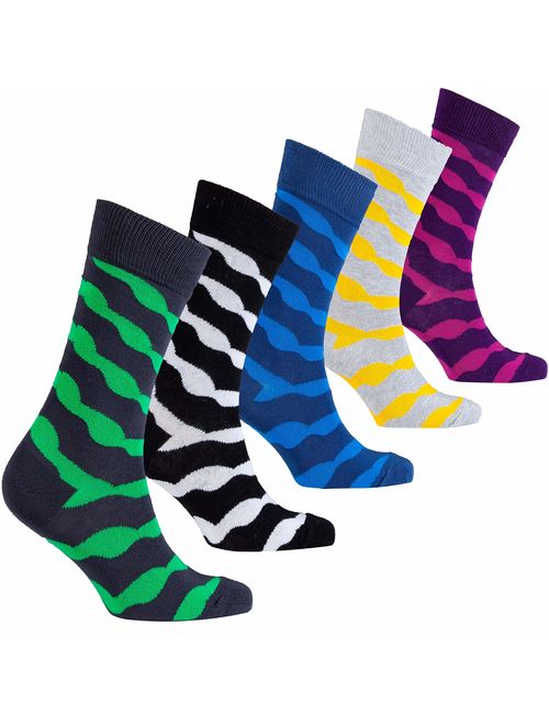 Socks n Socks-Mens 5pair Luxury Colorful Cotton Fun Novelty Dress Socks Gift Box