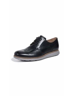 Men's Original Grand Shortwing Oxford Shoe, Black Leather/Ironstone, 12 Medium US