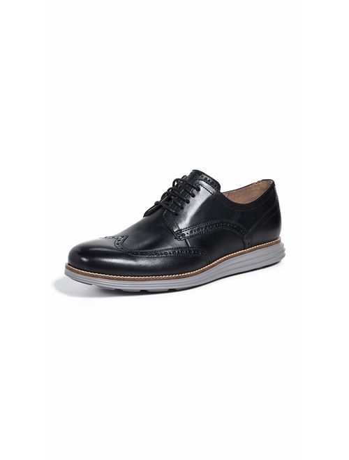 Cole Haan Men's Original Grand Shortwing Oxford Shoe, Black Leather/Ironstone, 12 Medium US