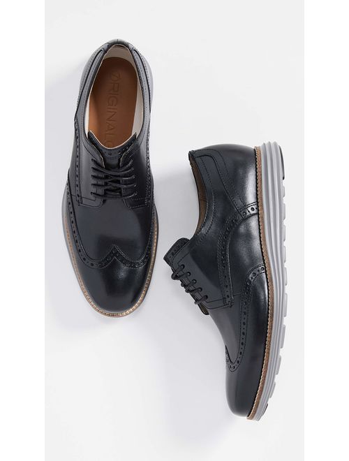 Cole Haan Men's Original Grand Shortwing Oxford Shoe, Black Leather/Ironstone, 12 Medium US