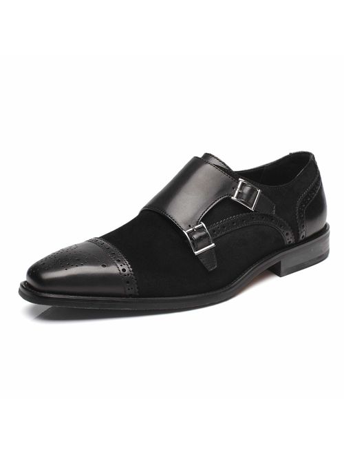 La Milano Mens Leather Double Monk Strap Loafer