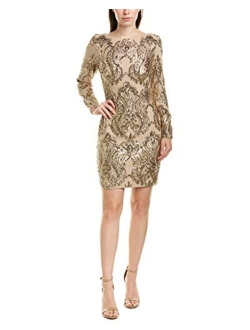 DRESS THE POPULATION Women's Lola Long Sleeve Sequin Dress