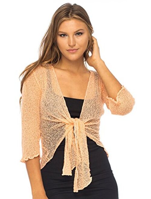 Back From Bali Womens Sheer Shrug Cardigan Lightweight Knit