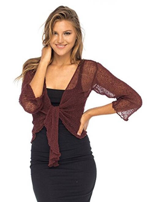 Back From Bali Womens Sheer Shrug Cardigan Lightweight Knit